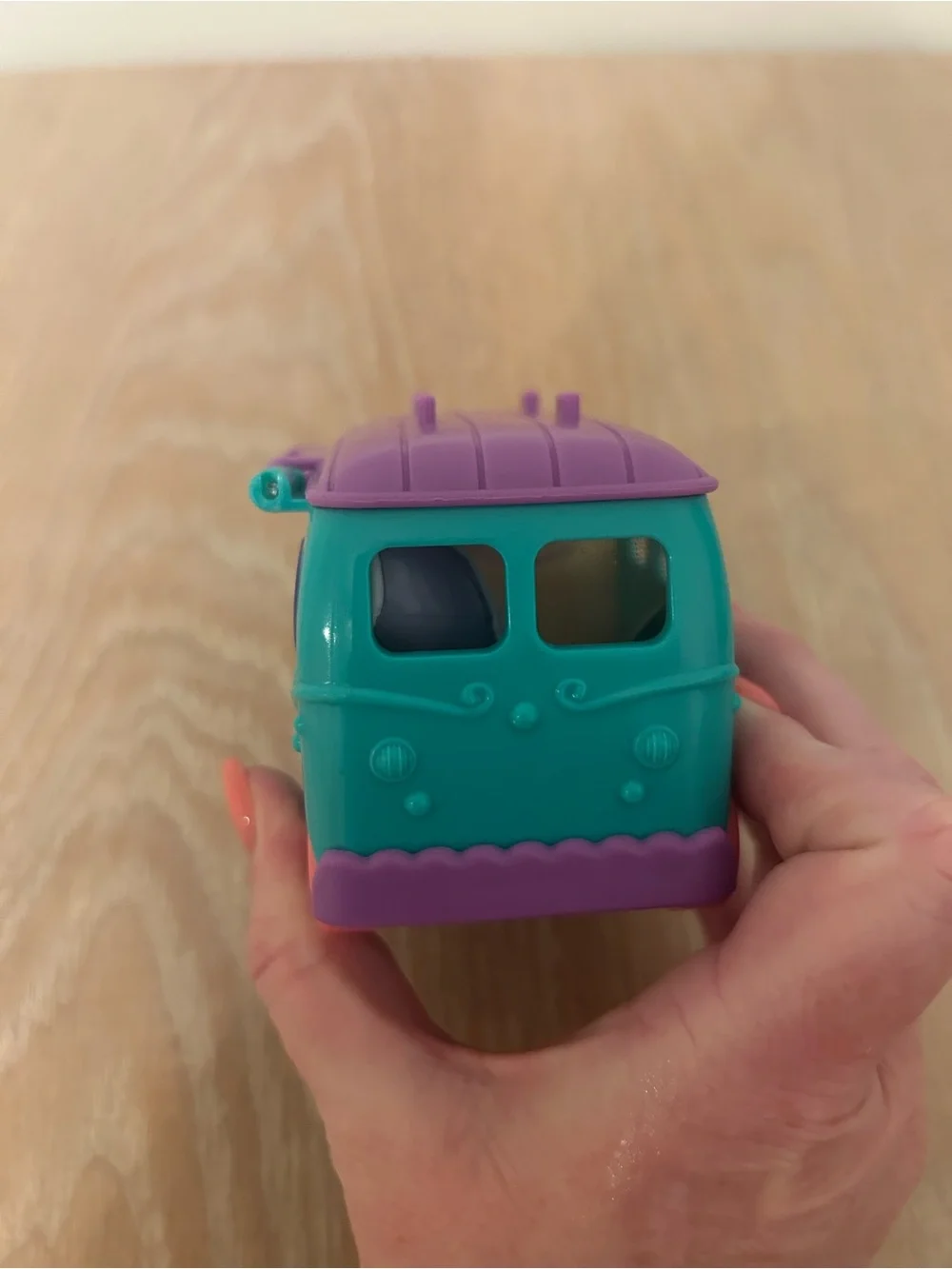 Teal and Purple Toy Camper Van with Pink Accents - Kids Play Vehicle